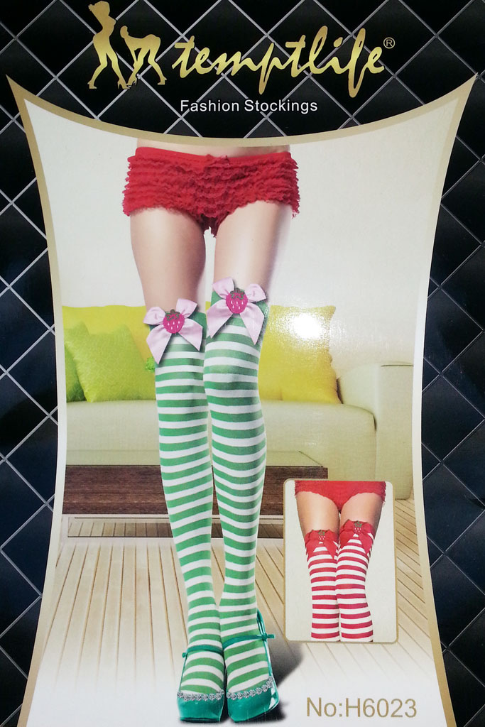 Over knee high stocking with stripes