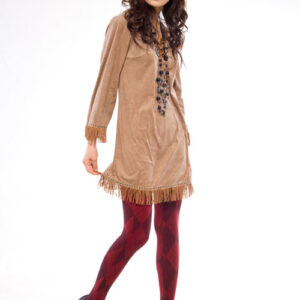 Full length stocking in red/wine with cross pattern
