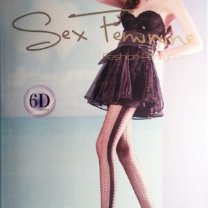 6D thin stocking in black with pattern sides and dots